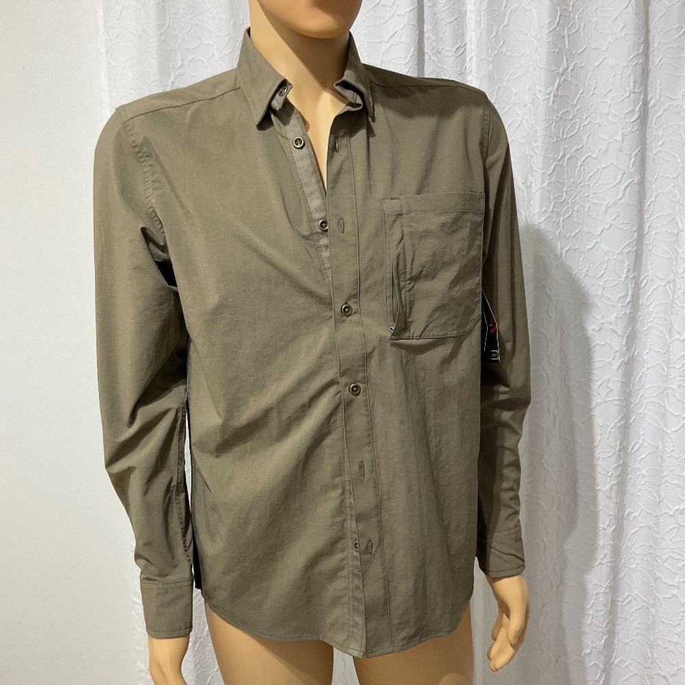 Swiss Tech NEW Men Shirt Size S Long Sleeve Olive Green Stretch Outdoors